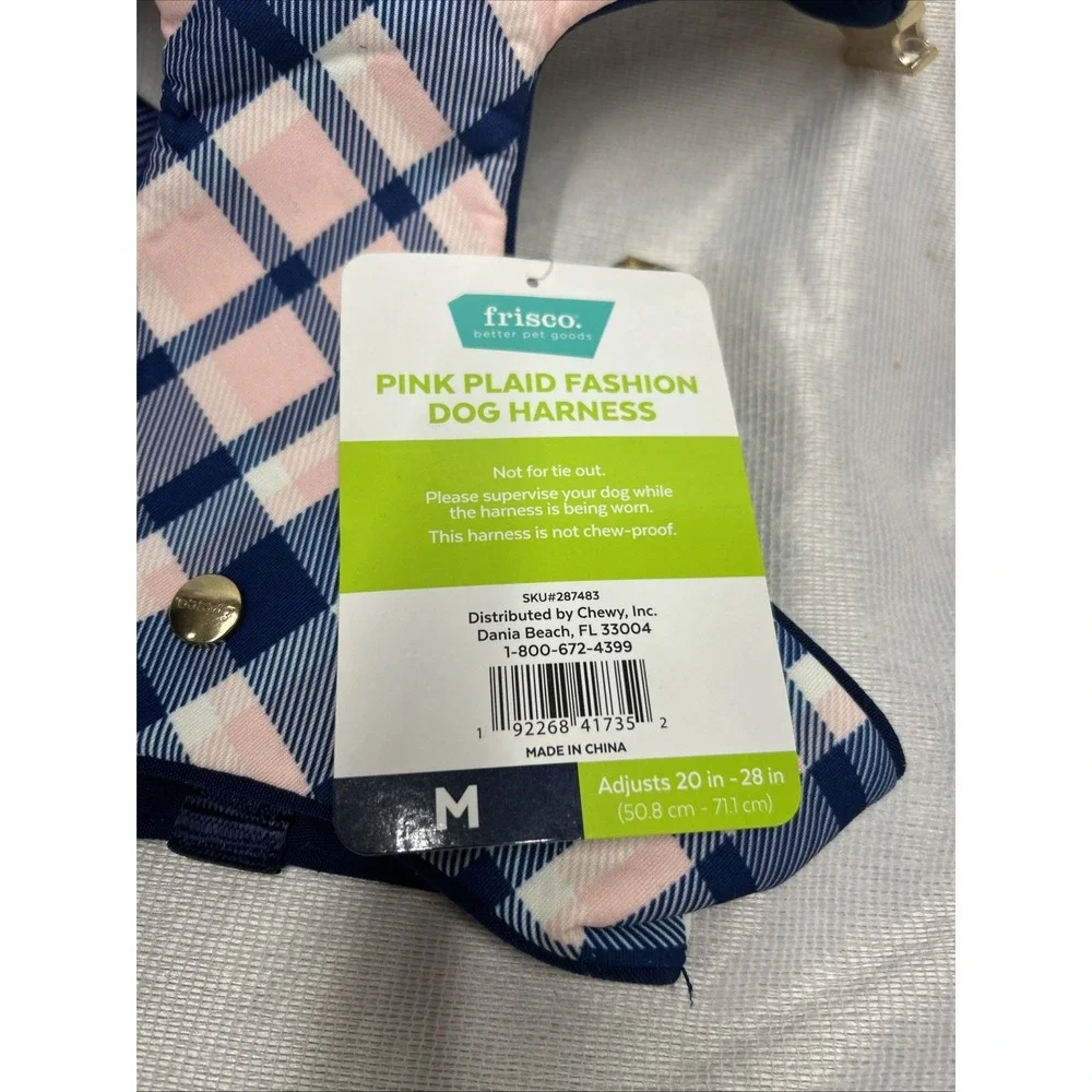 Frisco Pink Plaid Fashion Dog Harness and Collar to Match Size Medium NWT